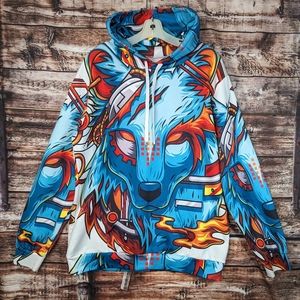 Wolf Graphic Hoodie Anime XXL NewCosplay Unisex  Distressed Stretch